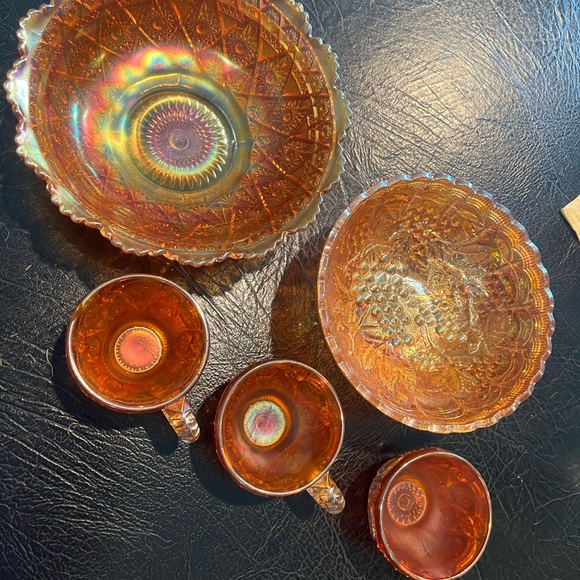 VINTAGE CARNIVAL GLASSWARE (5 Pieces)!!!  BEAUTIFUL 😍 DEAL! - Picture 6 of 7